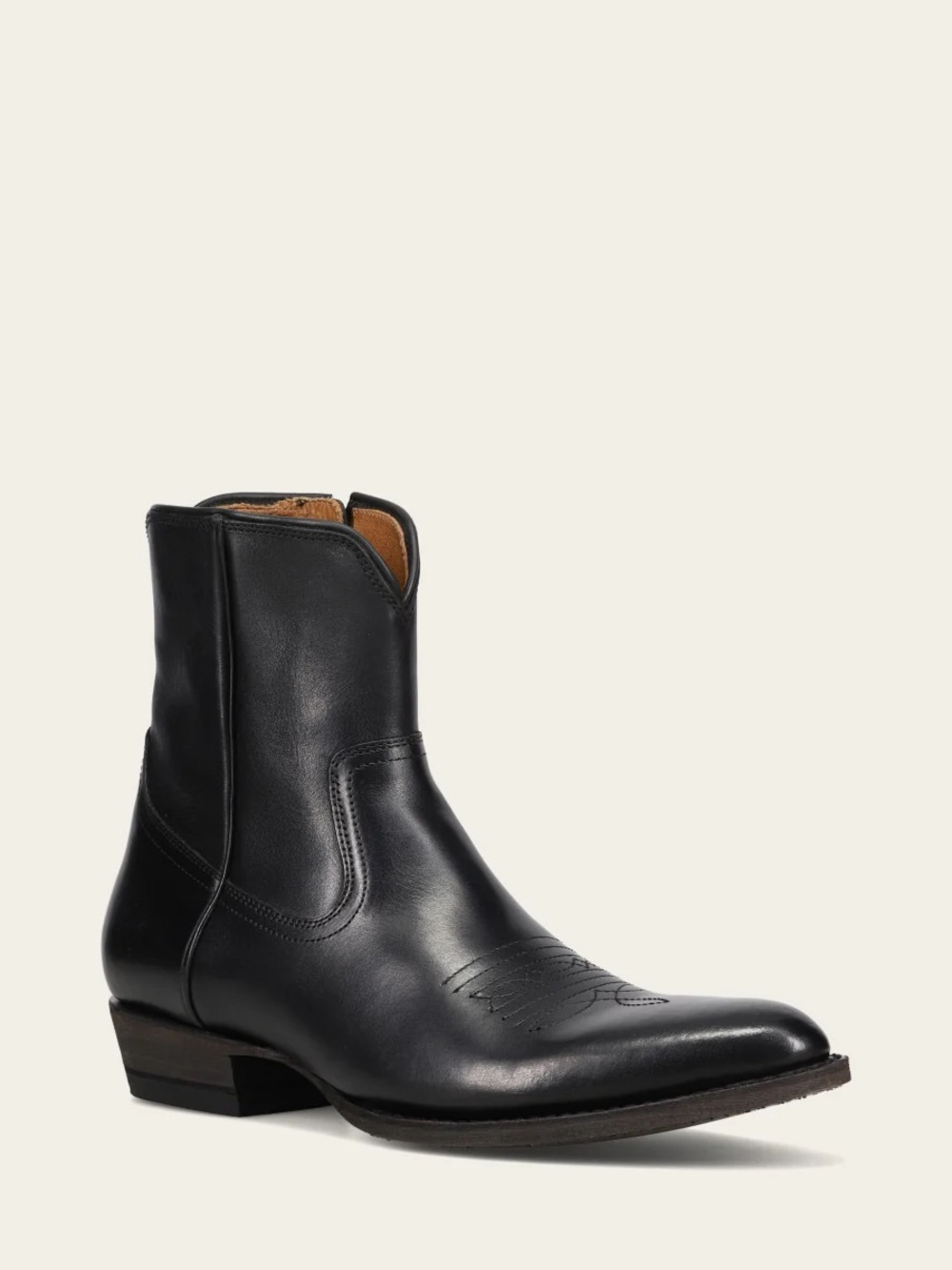 FRYE Black Leather Western Ankle Boots for Men